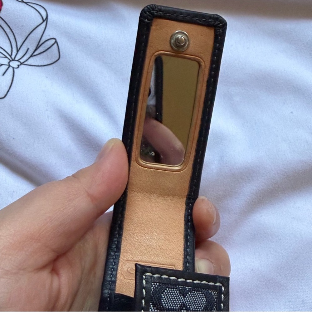 🖤Rare Vintage Coach Lipstick Case with Mirror Black Signature Canvas - Picture 6 of 10